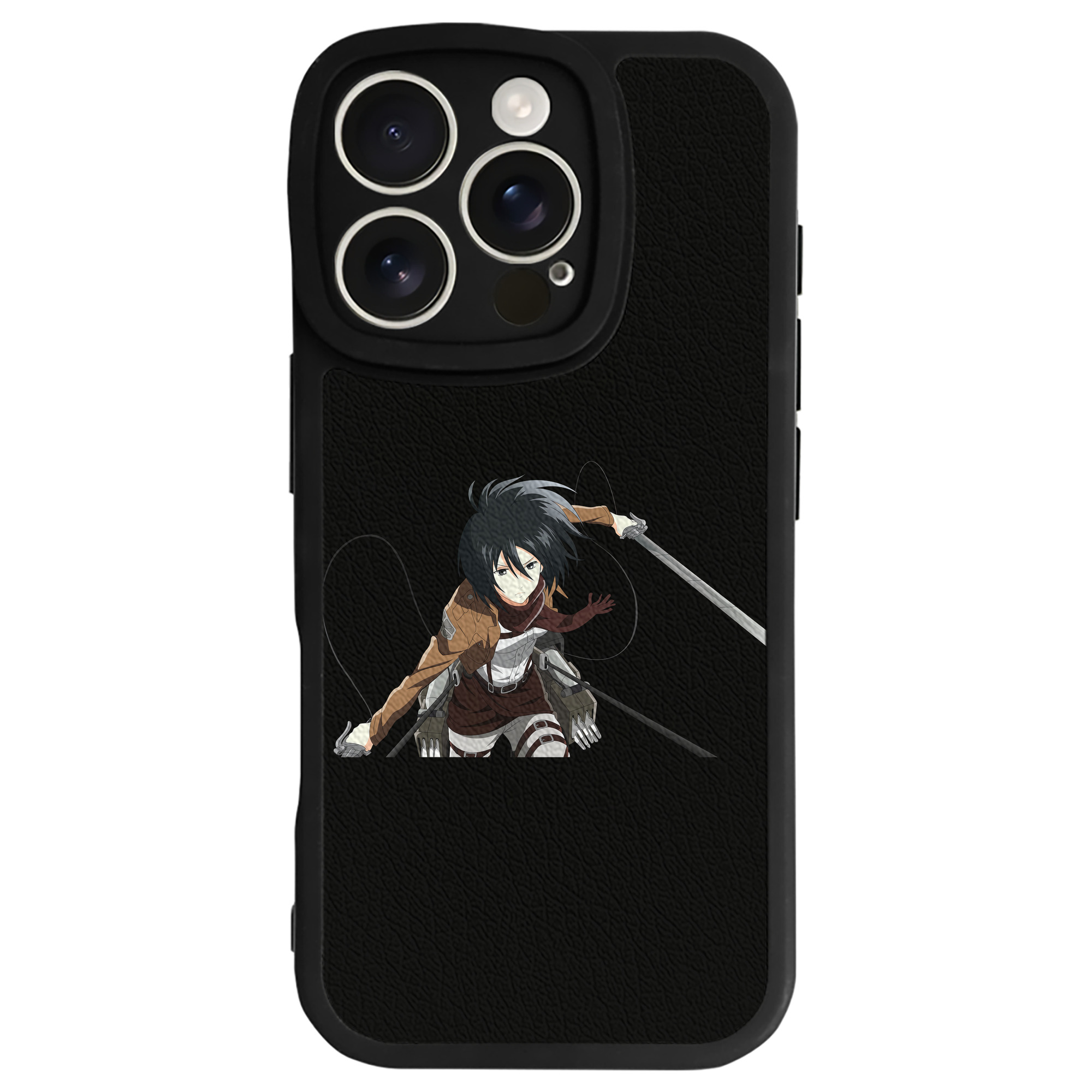 （画像用） 進撃の巨人 ミカサ·アッカーマン Attack on Titan Mikasa Ackerman 【iPhone 16シリーズ対応】シリコンスマホケース（レザー調） 材質：シリコン